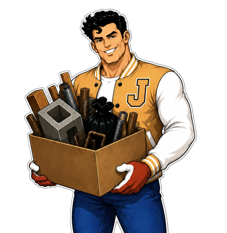 JOCKS mascot holding cleanup box